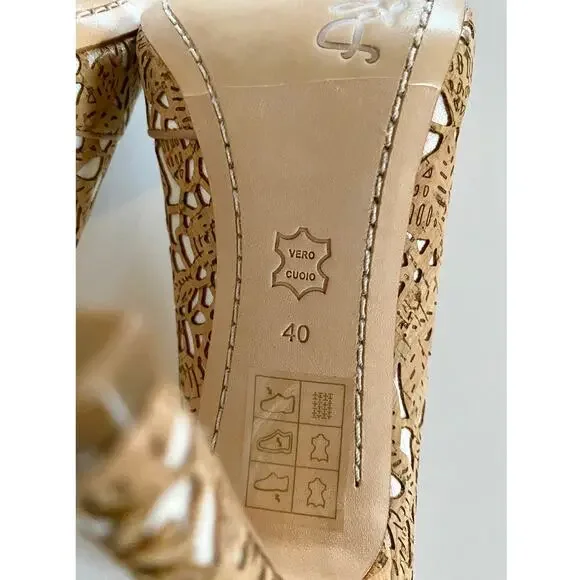 Alice + Olivia Dina Three Laser Cut Cork Pointed Toe Stiletto Pumps EU 40 Italy - Picture 9 of 10